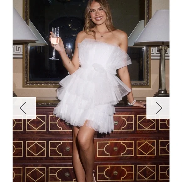White Decorative Tulle Party Dress - Brand: - Picture 2 of 2